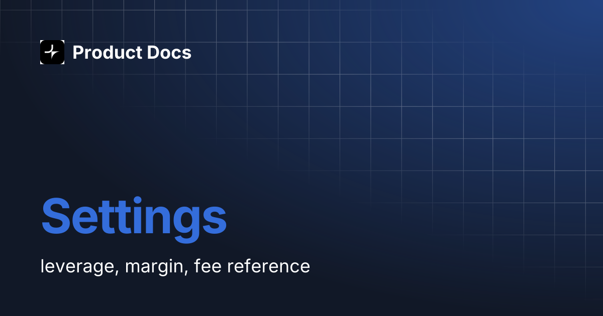 Settings | Product Docs